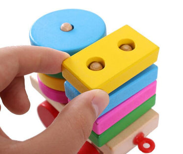Colorful Geometric Figure Digital Wooden Train Toy