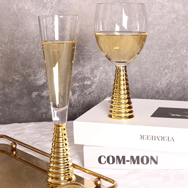 Crystal Wine Glass with Screw Thread 6 Pcs