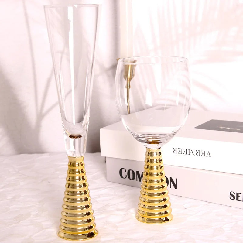 Crystal Wine Glass with Screw Thread 6 Pcs