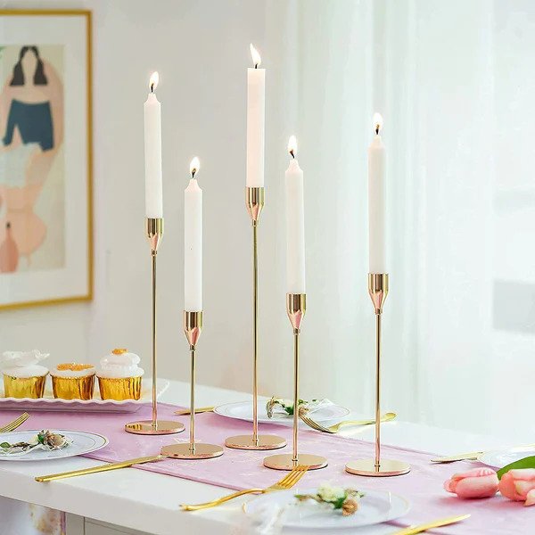 Slim Tapered Candle Decorative Candlestick Holder (Set of 3)