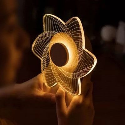 3D Windmill Night Light, Wooden Rotating Music Box, Wooden Ferris Wheel Table Lamp, Visual Illusion Optical Light