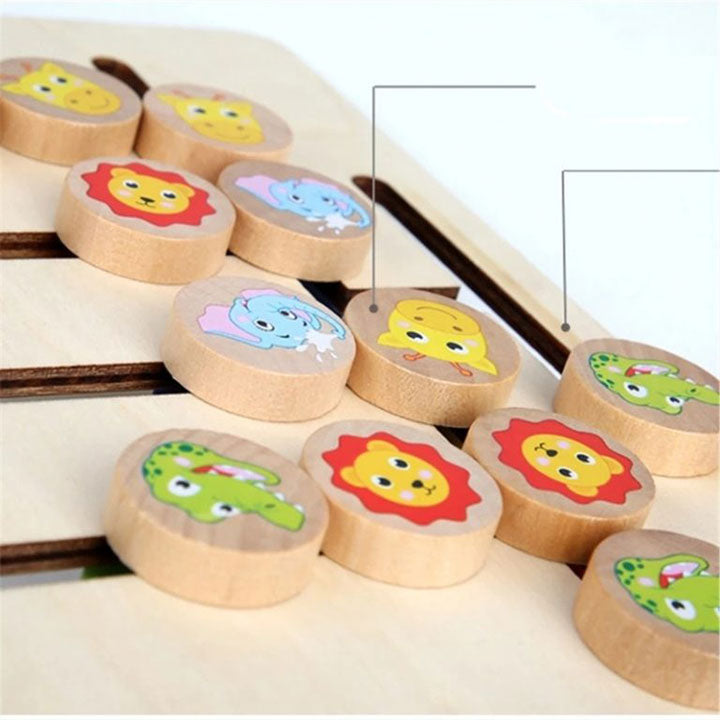 Wooden Four Colour Animal Logic Game