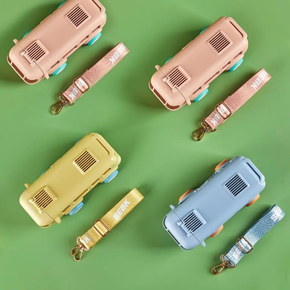 School Van Water Bottle, Summer Cute Bus Water Bottle with Strap, Toy Car Water Bottles for School Outdoor Travel, Leakproof Bus Shape Kids Small Car Straw Kettle, Portable Water Bottle for Kids, 500ml Kids Water Bottles with Straw and Shoulder Strap