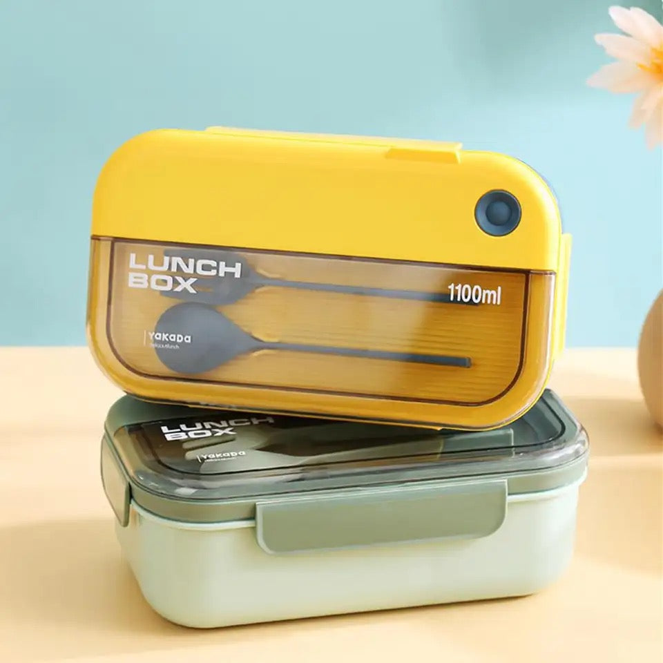 2 Compartment Lunch Box - Convenient Sealed Bento Lunch Box with Fork & Spoon