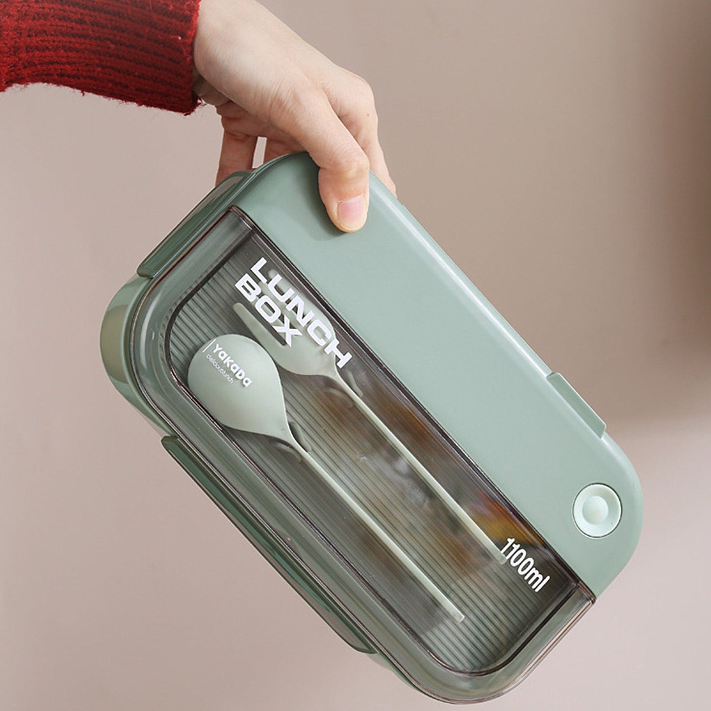 2 Compartment Lunch Box - Convenient Sealed Bento Lunch Box with Fork & Spoon