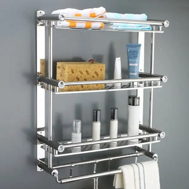 Stainless Steel Silver Towel Rack, 3 Tier