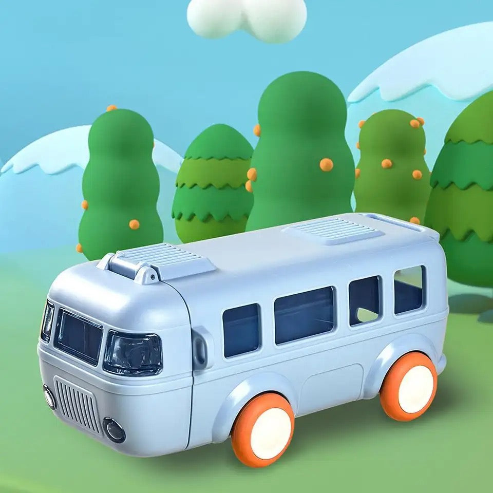 School Van Water Bottle, Summer Cute Bus Water Bottle with Strap, Toy Car Water Bottles for School Outdoor Travel, Leakproof Bus Shape Kids Small Car Straw Kettle, Portable Water Bottle for Kids, 500ml Kids Water Bottles with Straw and Shoulder Strap