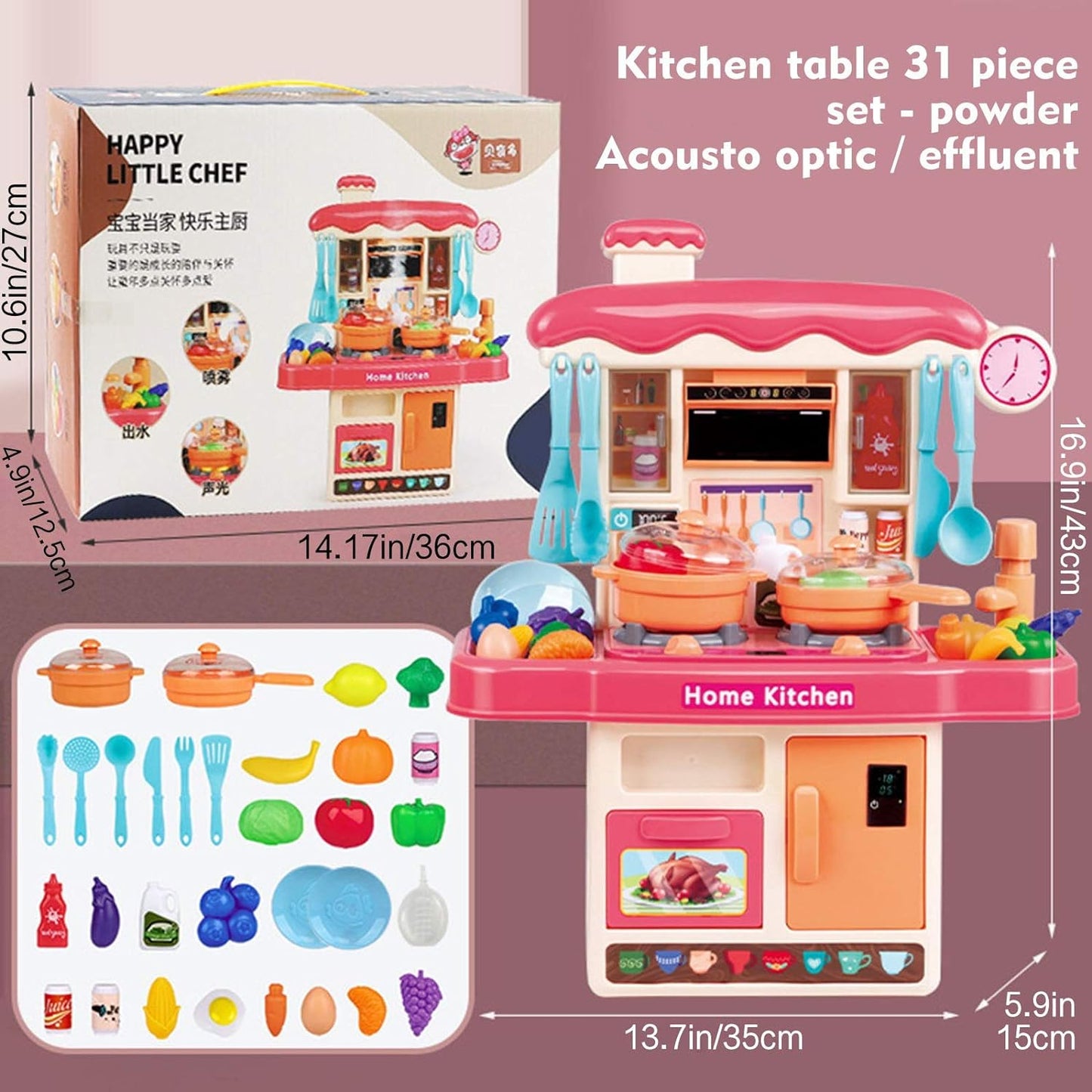 32 Piece DIY Kitchen play house for Girls