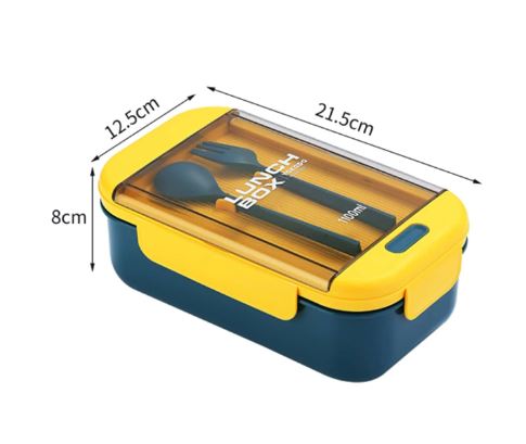 2 Compartment Lunch Box - Convenient Sealed Bento Lunch Box with Fork & Spoon