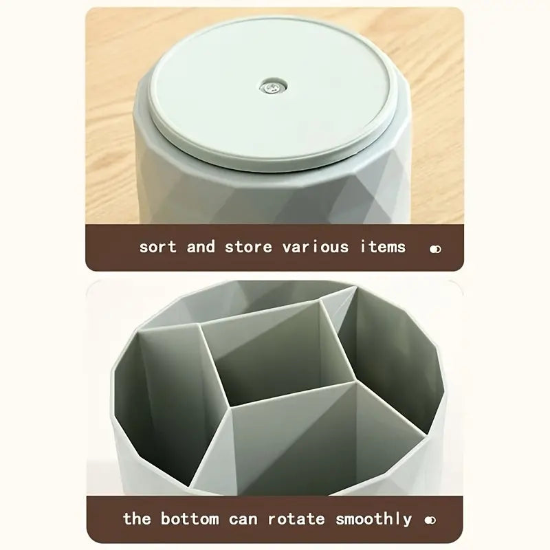 Diamond Rotating Brush Barrels, Desktop Round Eyebrow Pencil Lipstick Holder, 5 Compartments Universal Storage Container, Multifunctional Dressing Table Organizer, Desktop Shelf Stand, 360 Rotatable Stationary Storage Bucket