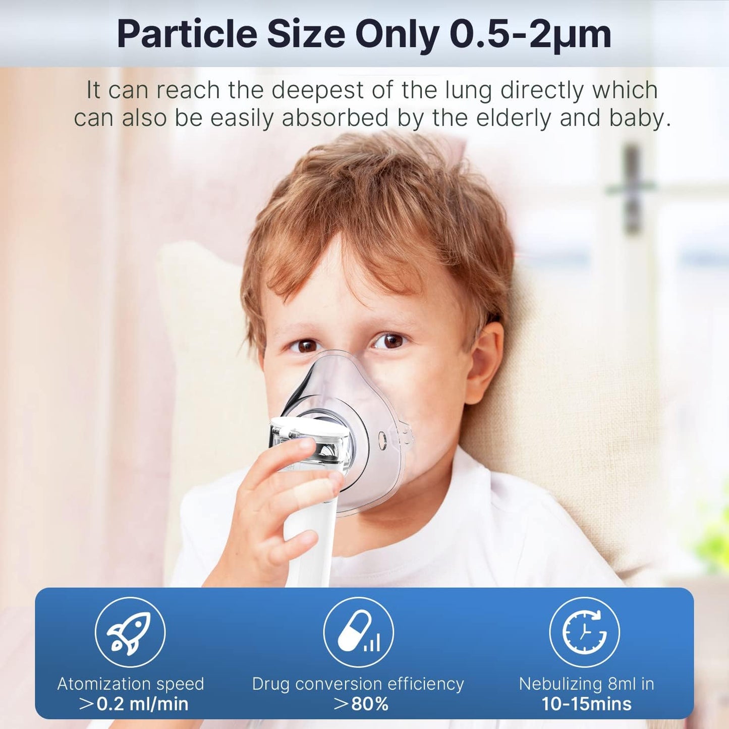 Portable Nebulizer, Handheld Travel Steam Compressor, Handheld Airway Inhale Humidifier Nebulizer, Mesh Atomizer Mini Nebulizer, Medical Asthma Inhaler Atomizer, Cool Mist Inhaler for Adults & Kids, Low Noise Inhaler Nebulizer with Mouthpiece And Mask
