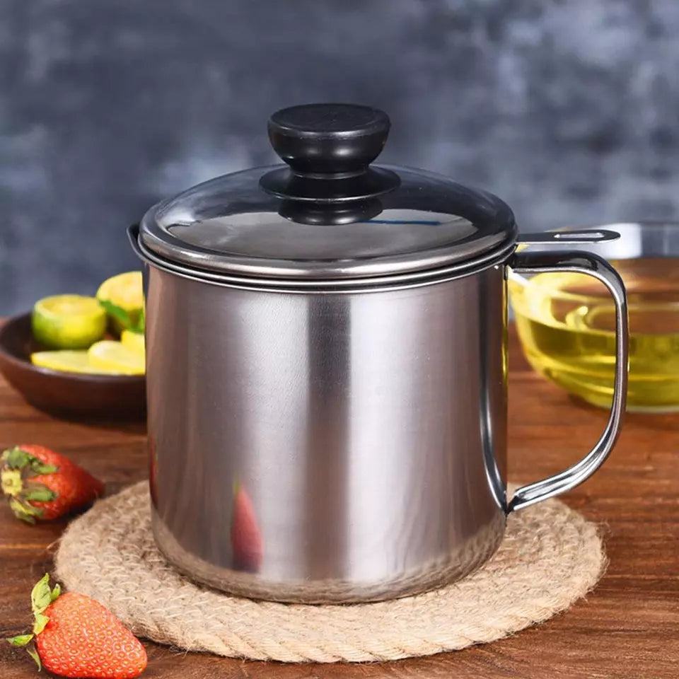 Kitchen Oil Strainer Pot Stainless Steel