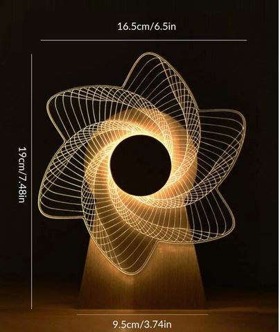 3D Windmill Night Light, Wooden Rotating Music Box, Wooden Ferris Wheel Table Lamp, Visual Illusion Optical Light
