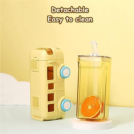 School Van Water Bottle, Summer Cute Bus Water Bottle with Strap, Toy Car Water Bottles for School Outdoor Travel, Leakproof Bus Shape Kids Small Car Straw Kettle, Portable Water Bottle for Kids, 500ml Kids Water Bottles with Straw and Shoulder Strap