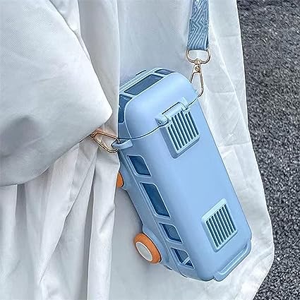 School Van Water Bottle, Summer Cute Bus Water Bottle with Strap, Toy Car Water Bottles for School Outdoor Travel, Leakproof Bus Shape Kids Small Car Straw Kettle, Portable Water Bottle for Kids, 500ml Kids Water Bottles with Straw and Shoulder Strap