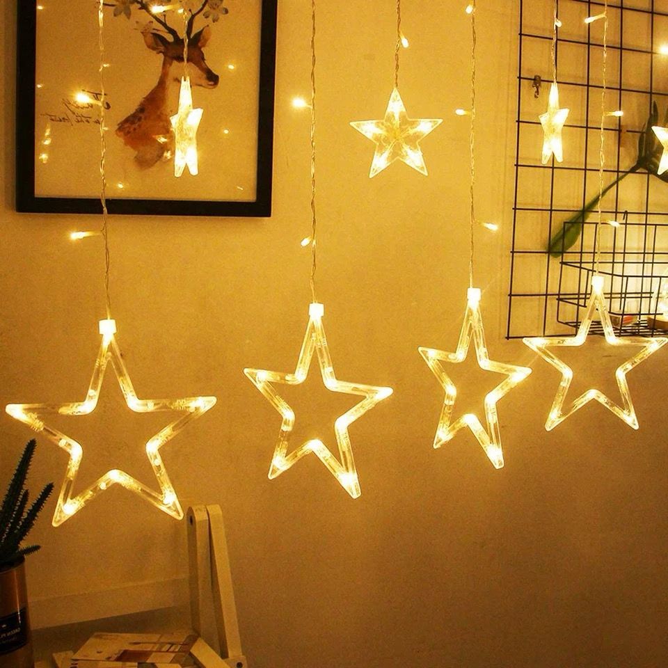 LED Star String Light Waterproof 8 Modes Warm White Curtain Lights