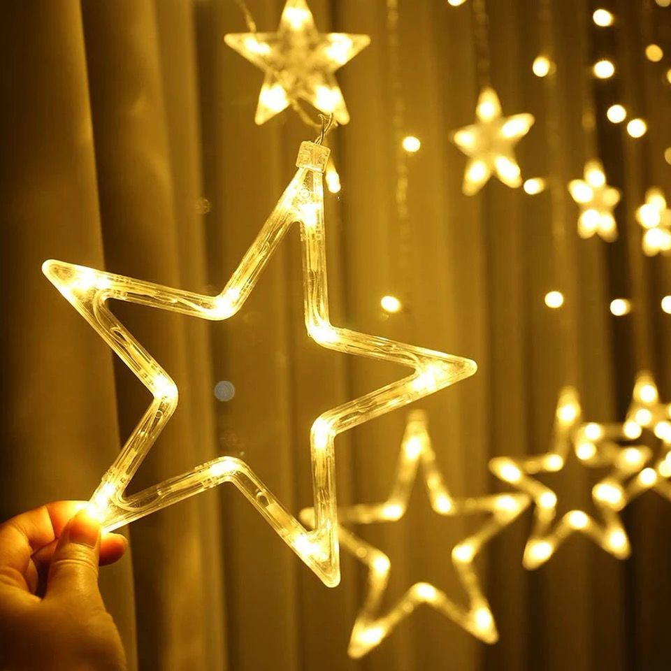 LED Star String Light Waterproof 8 Modes Warm White Curtain Lights