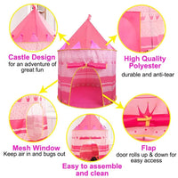 Castle Play House, Foldable Tipi Prince Folding Tent, Children Boy Castle Cubby Play, Funny Zone Indoor Outdoor Playhouse Castle Toy,  Pop Up Pink Children Play Tent/House, Indoor & Outdoor Large Kids Play Tent, Durable Kids Playhouse
