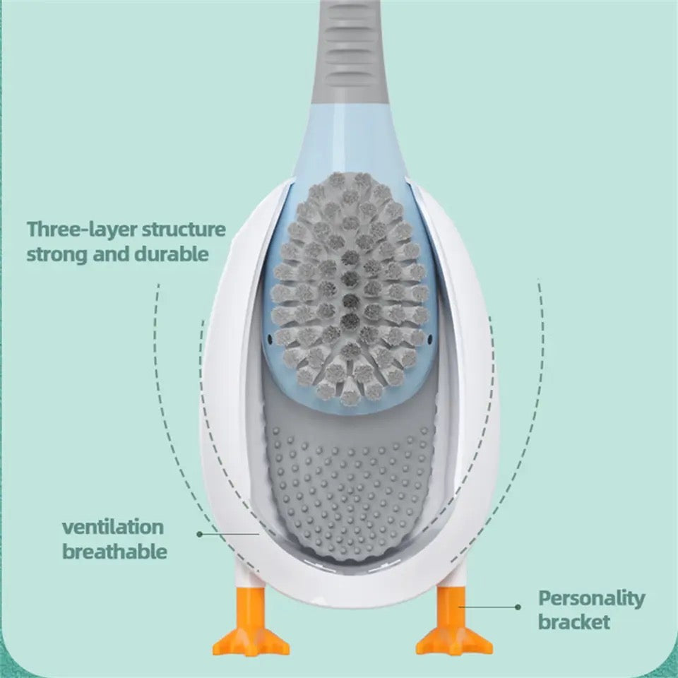 Diving Duck Toilet Brush, Wall Mounted Silicone Toilet Brush, Floor Standing Long Handle Bathroom Cleaning Brush, Dead Corner Toilet Brush, Household Wash Toilet Cleaning Accessories