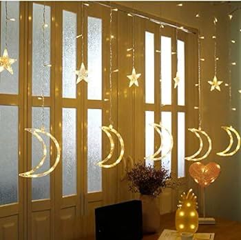 Moon & Star LED Curtain String Decorative Lights for Home Décor