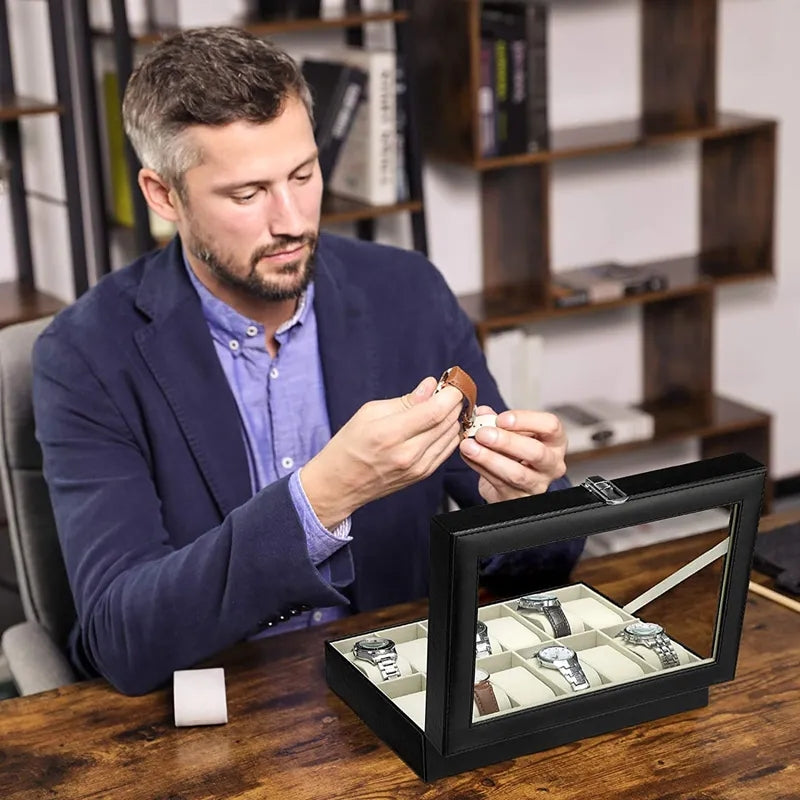 12 Slots Leather Watch Organizer