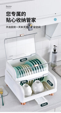 Kitchen Double Layer Dish Rack With Lid