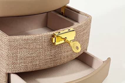 Lockable Leather Jewelry Box, 3 Layer Jewellery Organizer, Earring Ring Bracelet Storage Case for Women, Drawer Leather Jewellery Box, Earring Bracelet Holder Organizer, Multifunctional Display Stand, Multipurpose Drawer Cheap Shelf