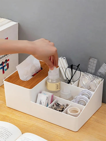 Wooden Tissue Box And Multipurpose Holder