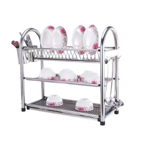 MODERN 3 TIER STAINLESS STEEL PLATE RACK