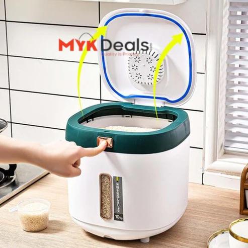 Airtight Rice/Cereal Dispenser Bucket Built In Spice Box