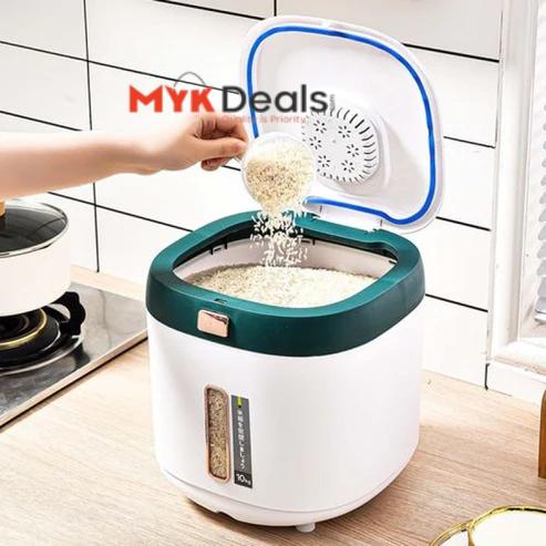 Airtight Rice/Cereal Dispenser Bucket Built In Spice Box