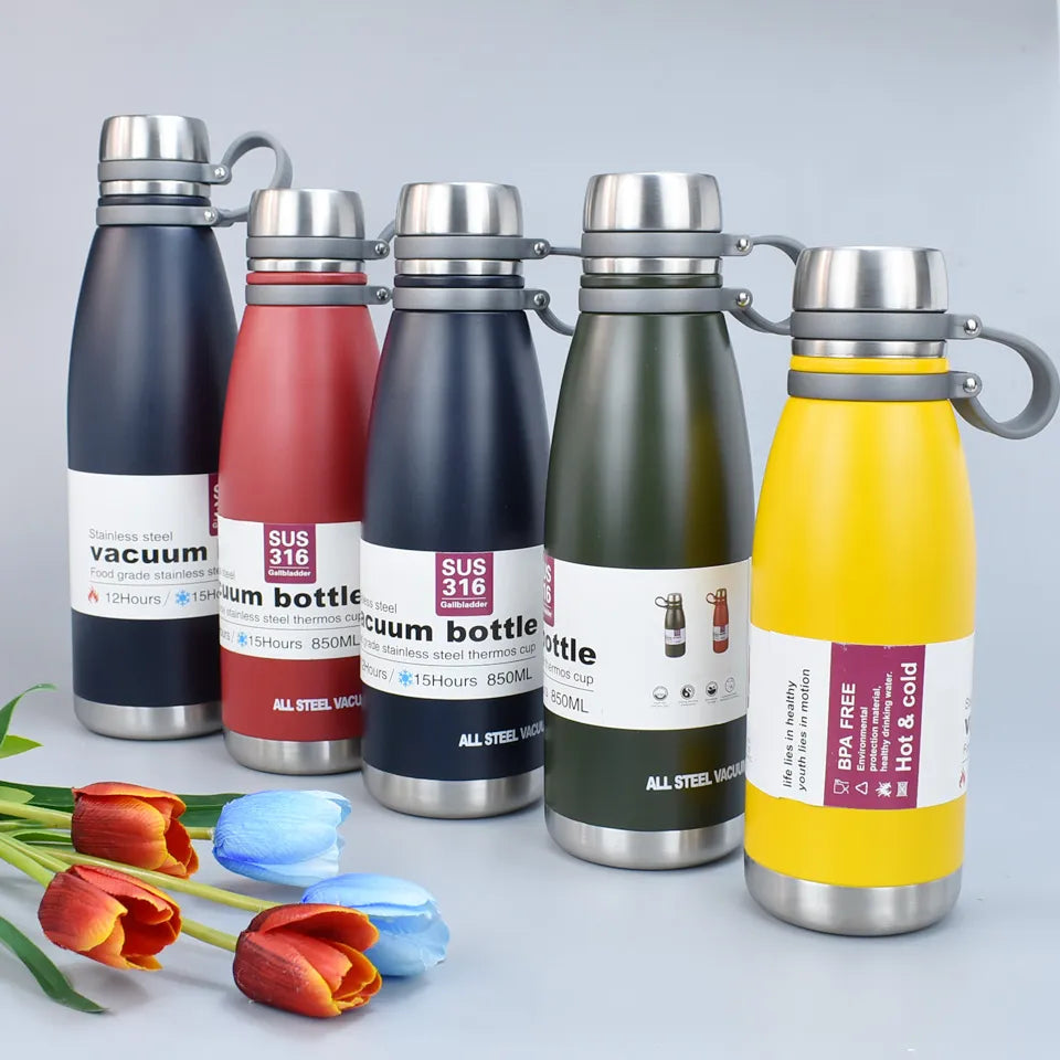 Large Capacity 650ml Thermos Water Bottle Stainless Steel Strap Smart Mug For Kids Strong Vacuum Flask Tea Cup