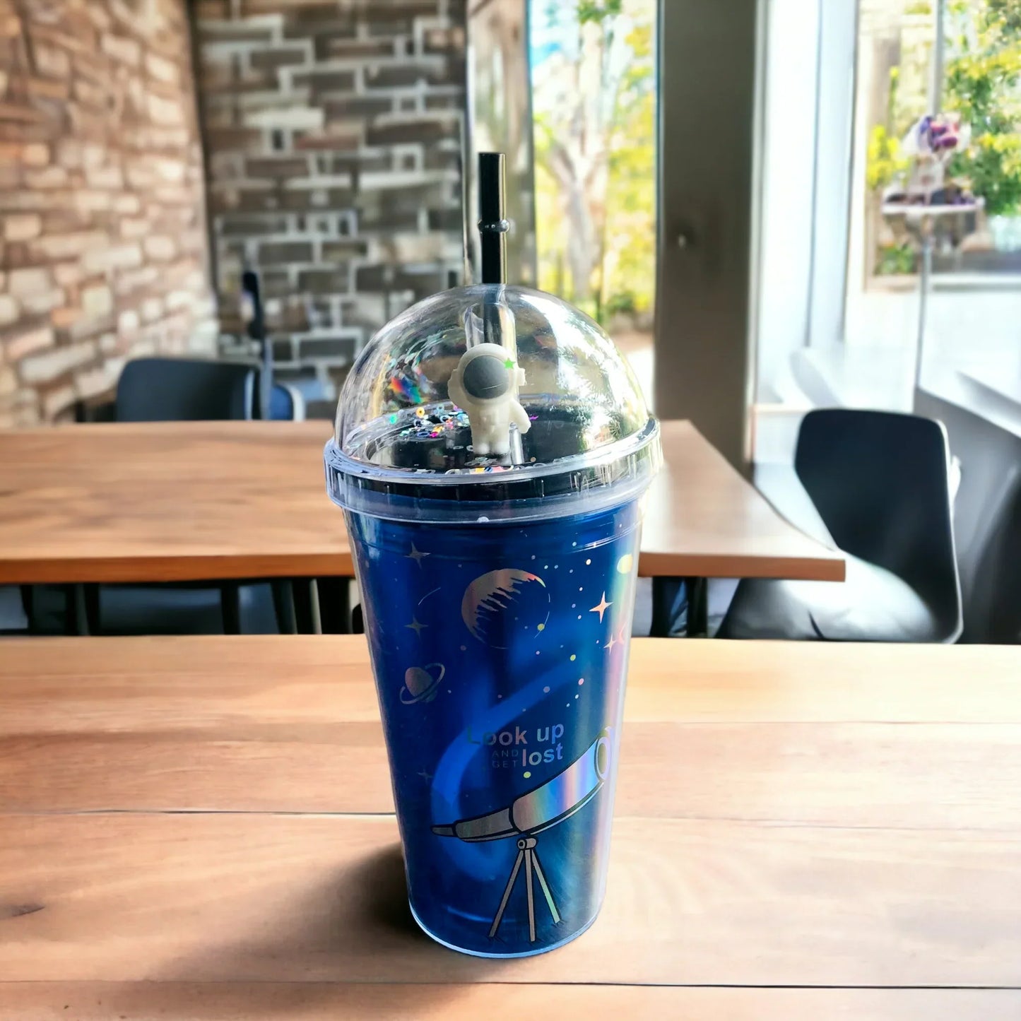 Space Wall Design Cute Sipper Glass