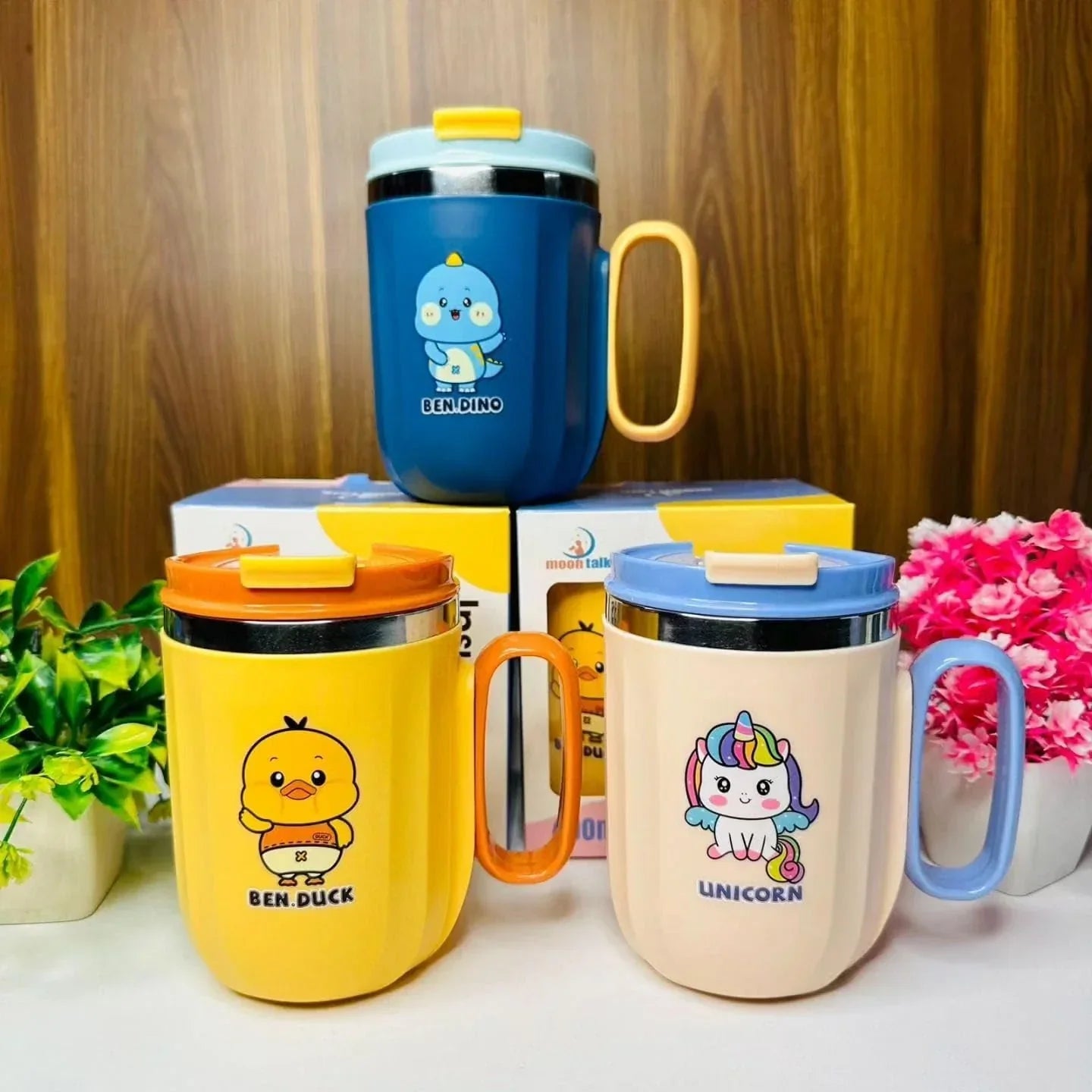 KIDS Insulated Vacuum Coffee Cup 400 ML Kids Cartoon Insulated Mug, Stainless Steel Mug with Lid for Kids, Milk Drinking Mug for Kids, Insulated Vacuum Coffee Cup Share