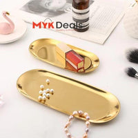 Stainless Steel Long-Oval Tray Gold (30 x 12 cm)