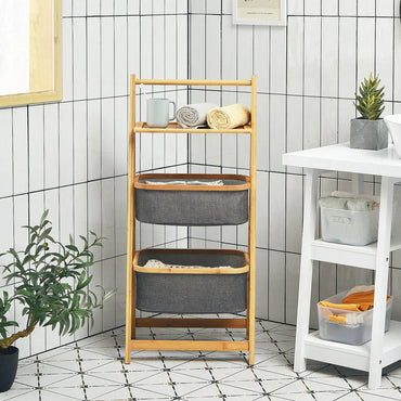 Wooden 2-Tier Laundry Storage Rack