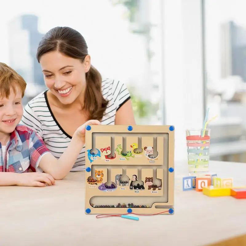 Wooden Magnetic Color & Number Puzzle Maze