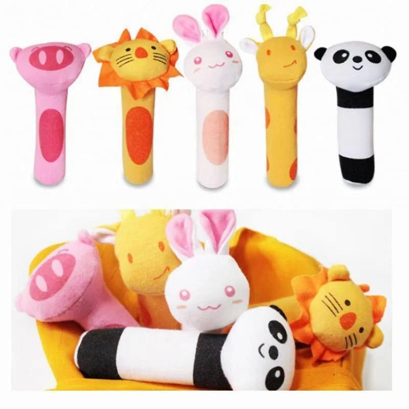 Plush Animal Hand Cranked Stick Stuff Toy (Pack of 5)