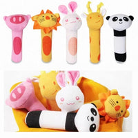 Plush Animal Hand Cranked Stick Stuff Toy (Pack of 5)