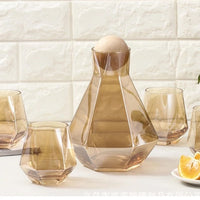 7-Pcs Nordic Style Glass Set With Cork Lid Jug-CHAMPAGNE