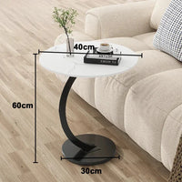 C-Shaped Circular Wooden Side Table