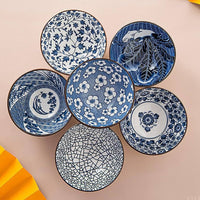 Japanese Style Korean 4.5 Inch Flower 6-Ceramic Bowl Set for Rice Soup