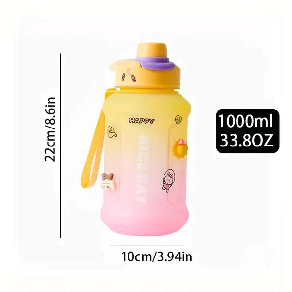 Gradient Water Bottle With Straw