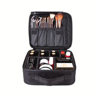 Professional Travel Makeup Bag, Portable Cosmetic Bag With Adjustable Dividers, Makeup Suitcase For Women