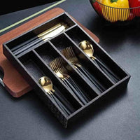 Imported Wooden Crocodile Leather Cutlery Organizer