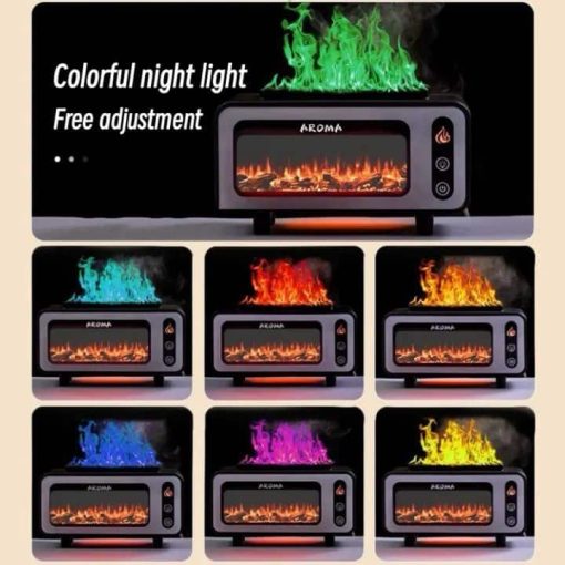 Retro 7 Color Fireplace Flame Aromatherapy Air Humidifier
