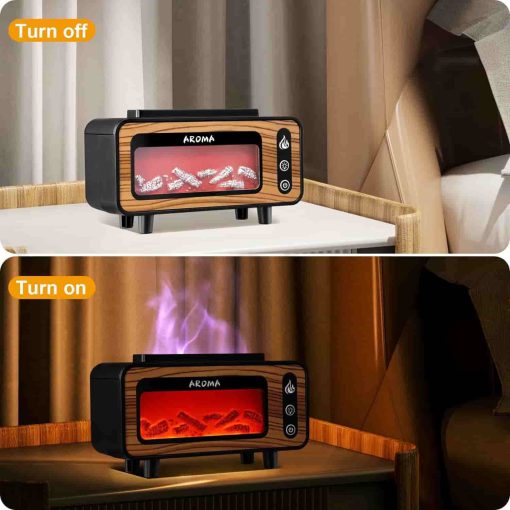 Retro 7 Color Fireplace Flame Aromatherapy Air Humidifier