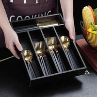 Imported Wooden Crocodile Leather Cutlery Organizer