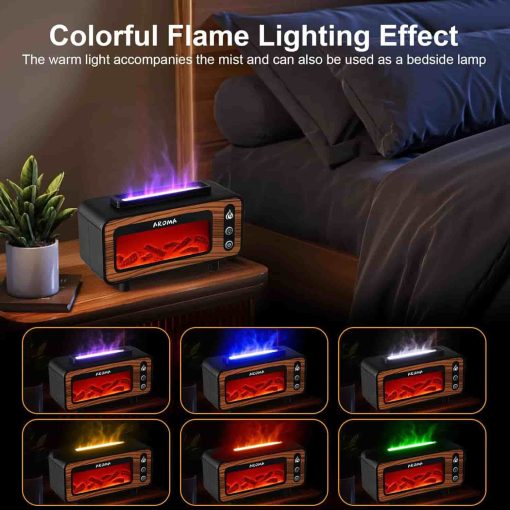 Retro 7 Color Fireplace Flame Aromatherapy Air Humidifier