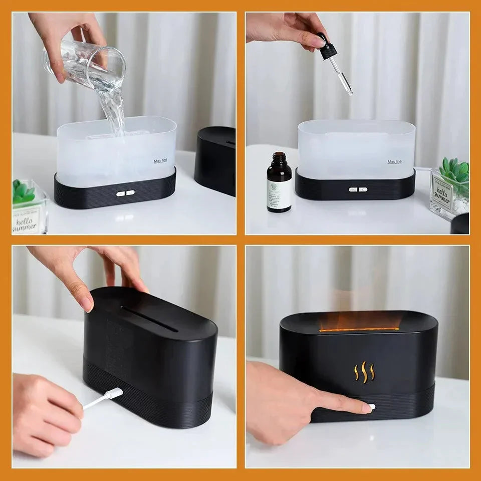 Flame Humidifier And Fragrance Diffuser -7 Flame Colors